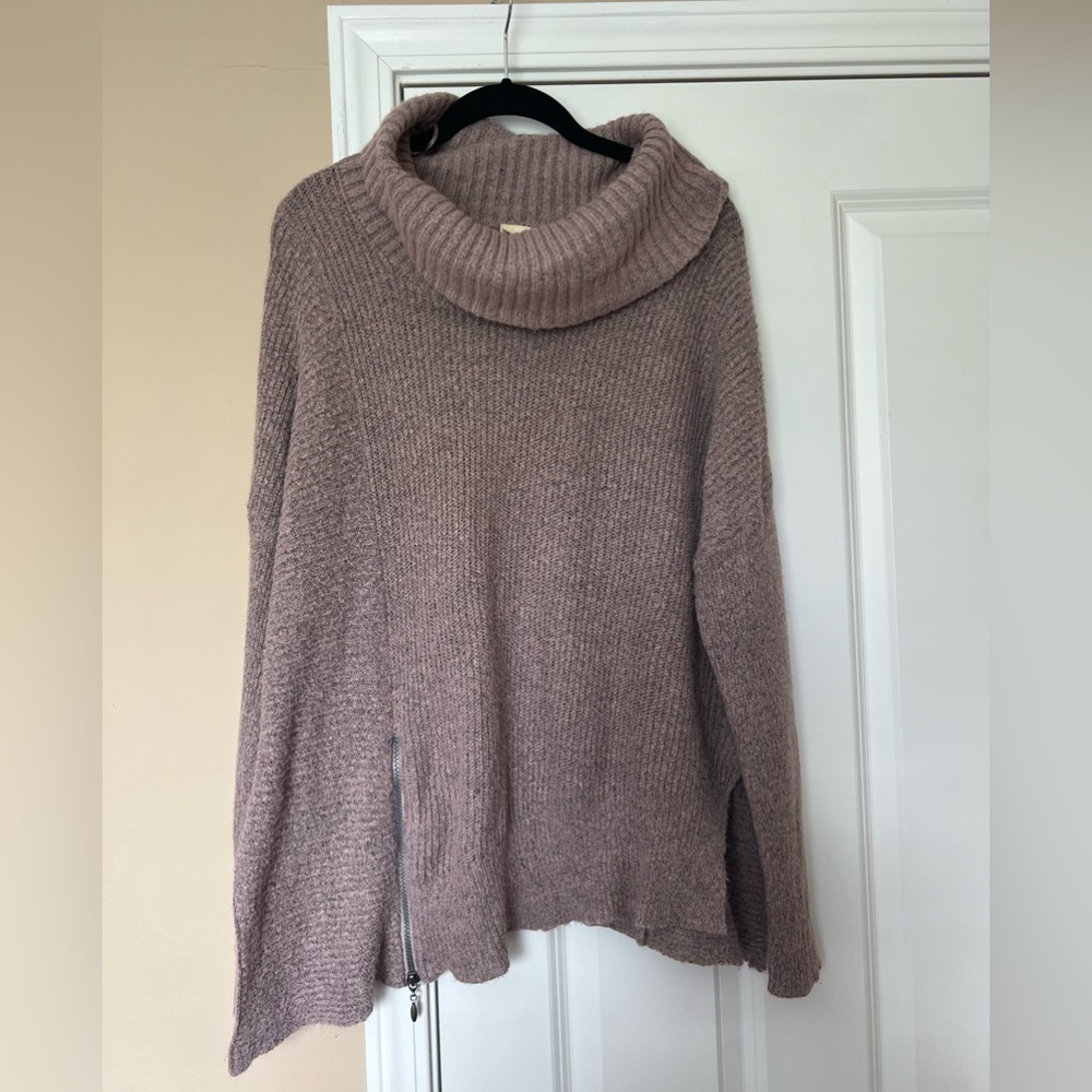 Cowl neck sweater featuring unique zipper design